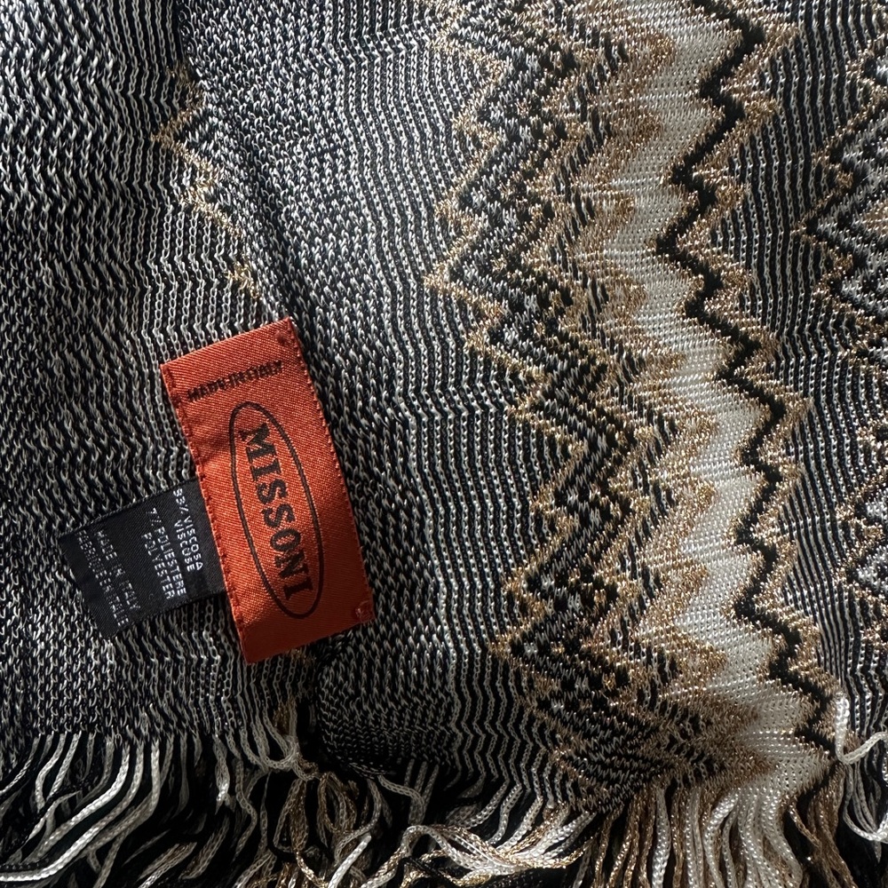 Missoni Black and Gold Zigzag Scarf